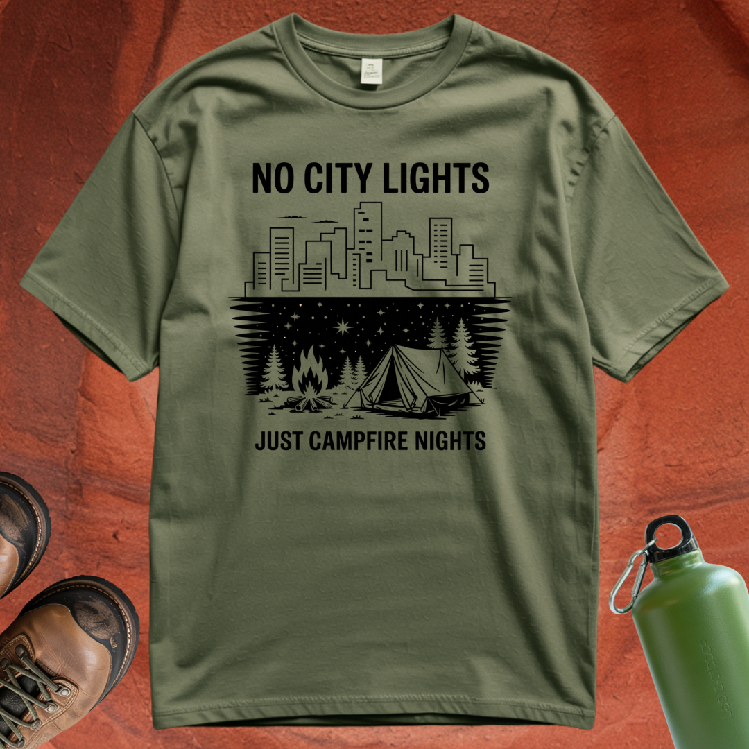 'No City Lights Just Campfire Nights' - T Shirt