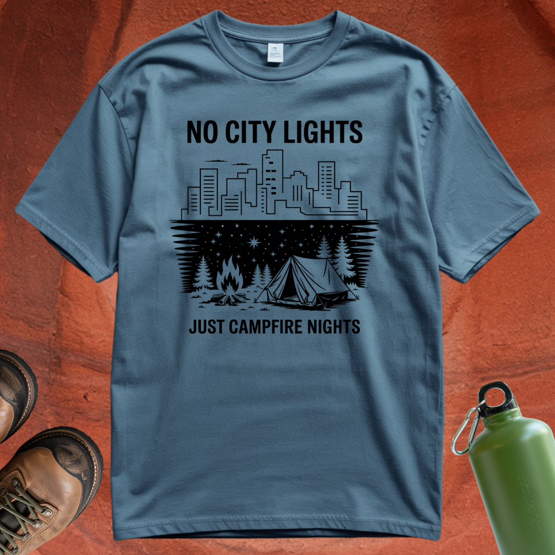 'No City Lights Just Campfire Nights' - T Shirt