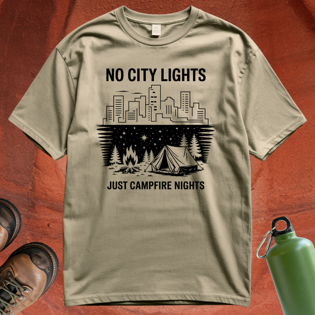 'No City Lights Just Campfire Nights' - T Shirt