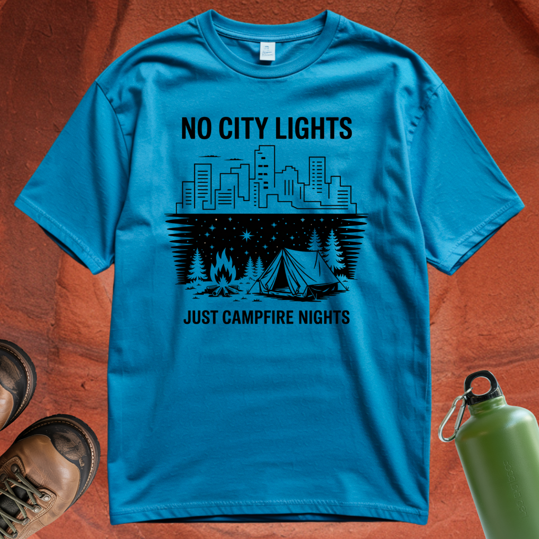 'No City Lights Just Campfire Nights' - T Shirt