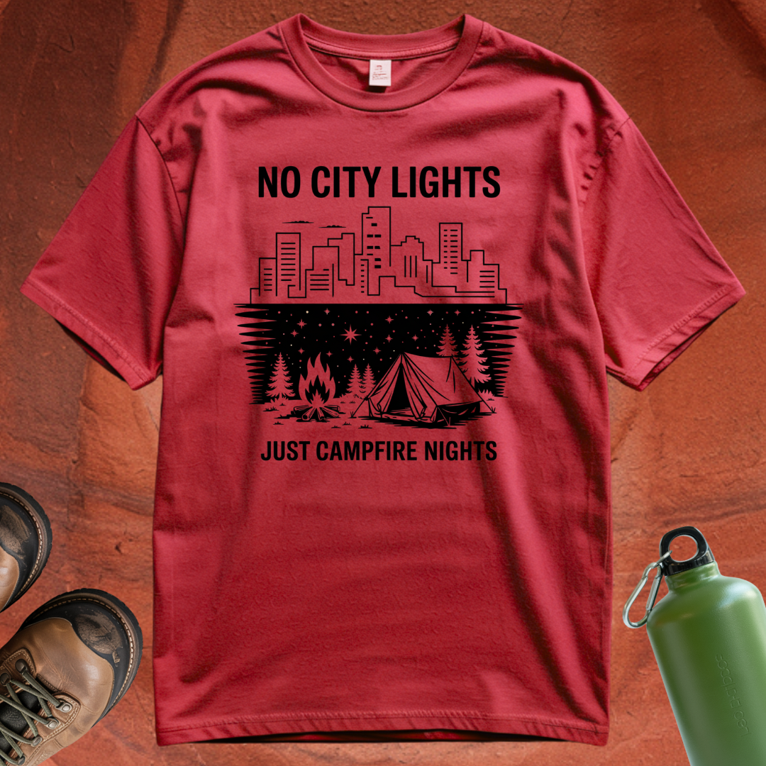 'No City Lights Just Campfire Nights' - T Shirt