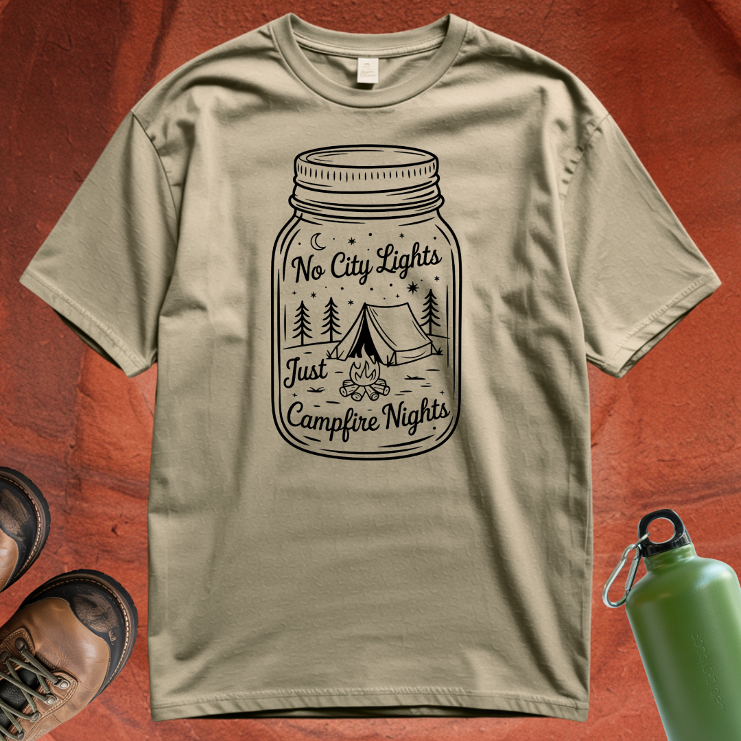 'No City Lights Just Campfire Nights' - T Shirt