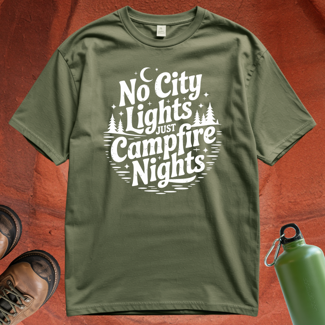 'No City Lights Just Campfire Nights' - T Shirt