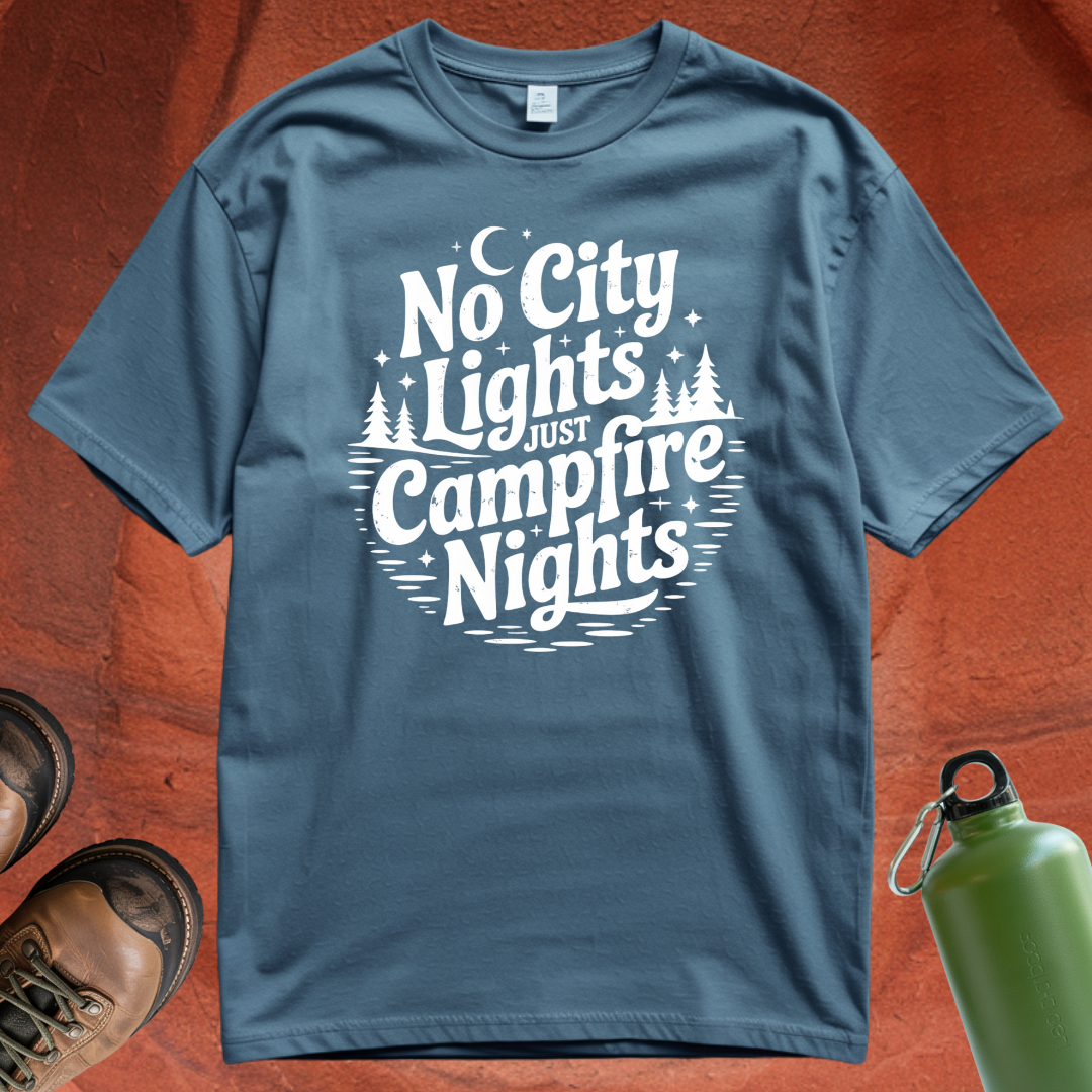 'No City Lights Just Campfire Nights' - T Shirt