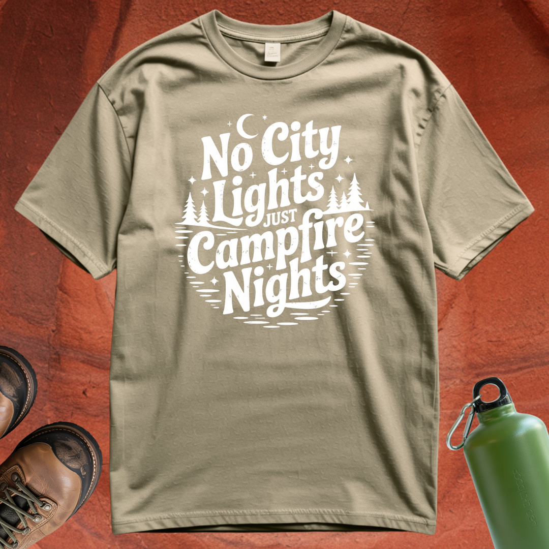 'No City Lights Just Campfire Nights' - T Shirt