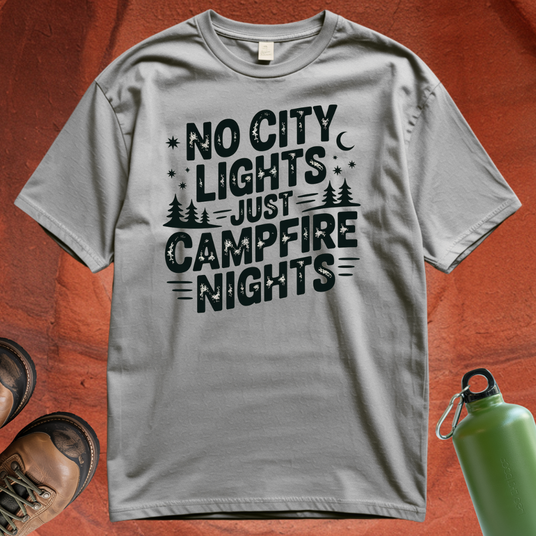 'No City Lights Just Campfire Nights' - T Shirt
