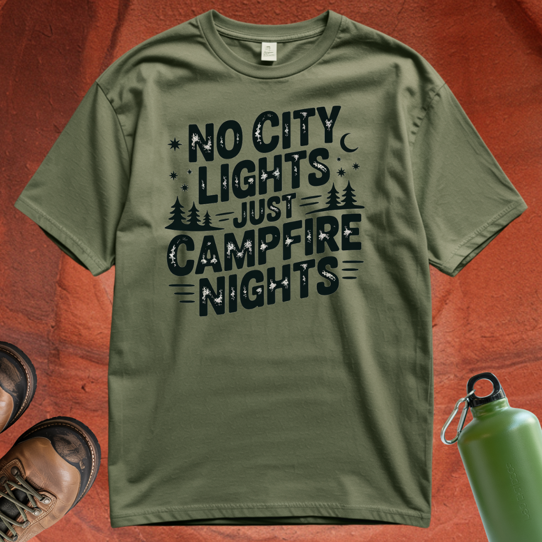 'No City Lights Just Campfire Nights' - T Shirt