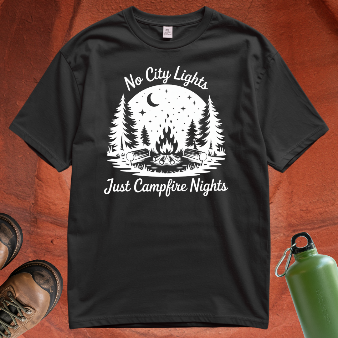 'No City Lights Just Campfire Nights' - T Shirt