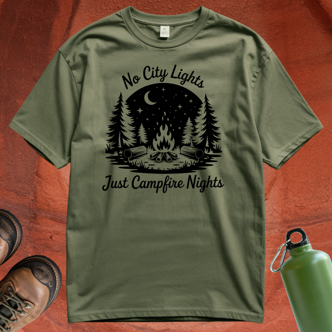 'No City Lights Just Campfire Nights' - T Shirt