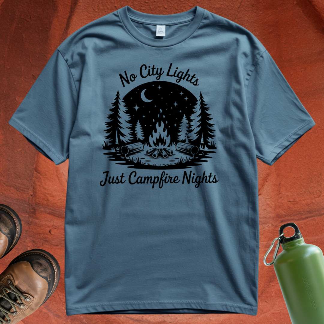 'No City Lights Just Campfire Nights' - T Shirt