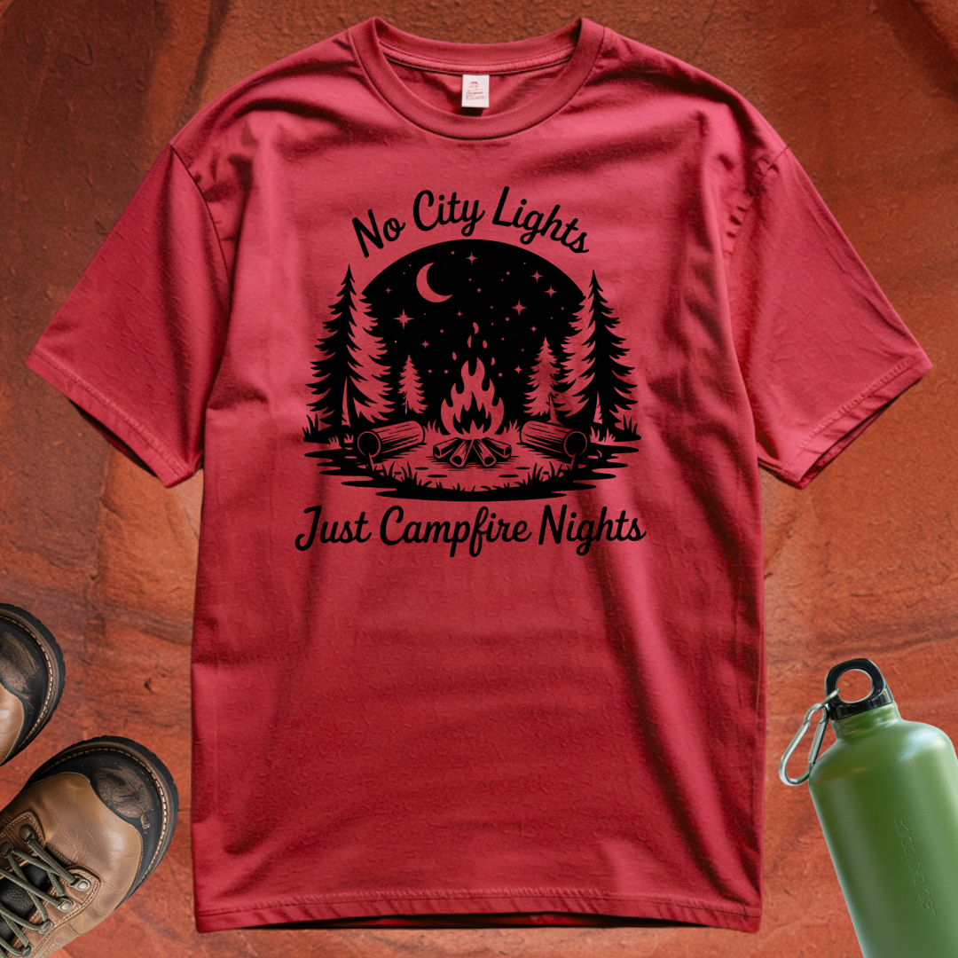 'No City Lights Just Campfire Nights' - T Shirt