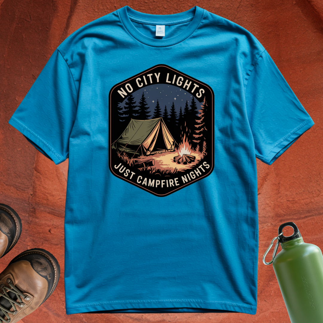 'No City Lights Just Campfire Nights' - T Shirt