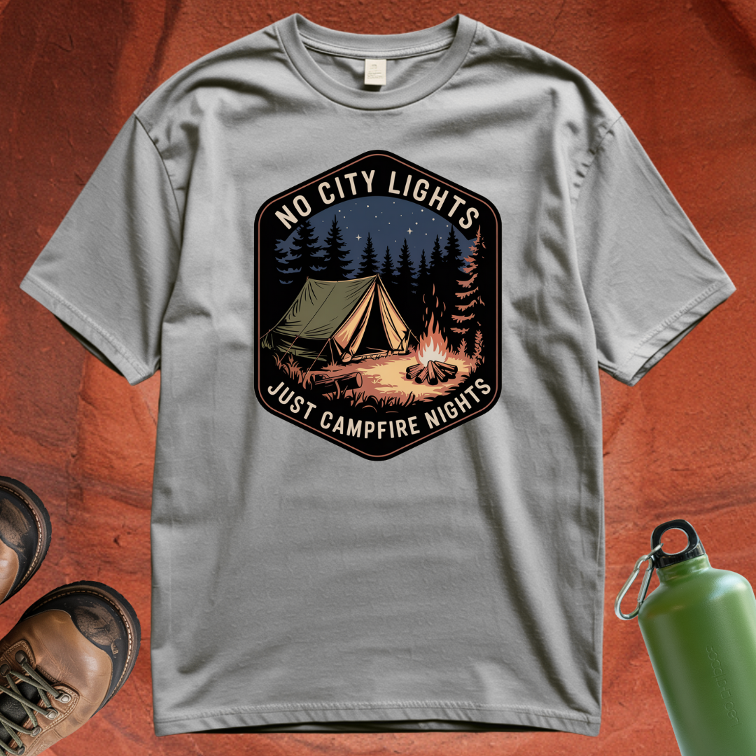 'No City Lights Just Campfire Nights' - T Shirt