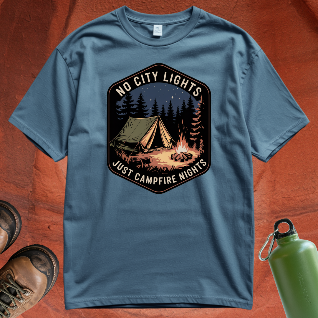 'No City Lights Just Campfire Nights' - T Shirt