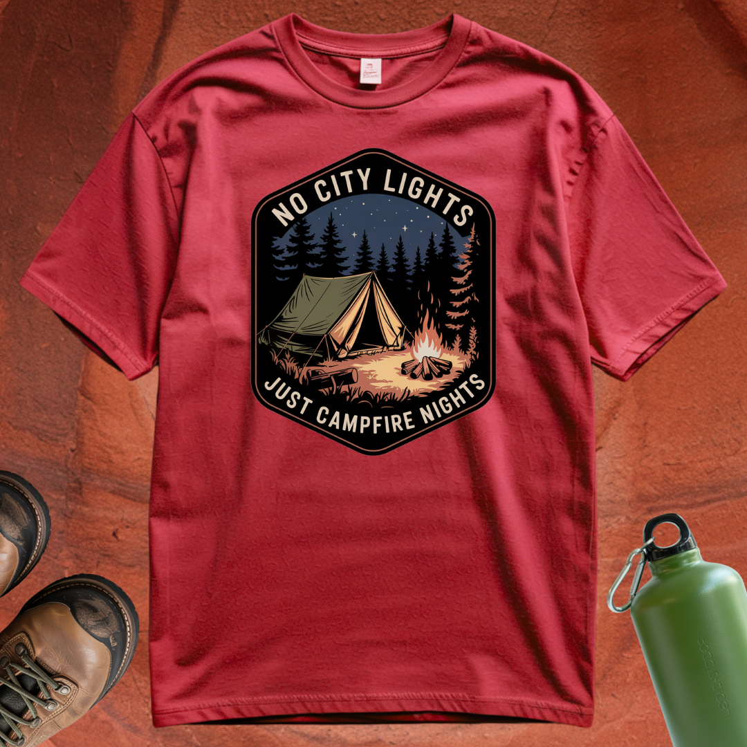 'No City Lights Just Campfire Nights' - T Shirt