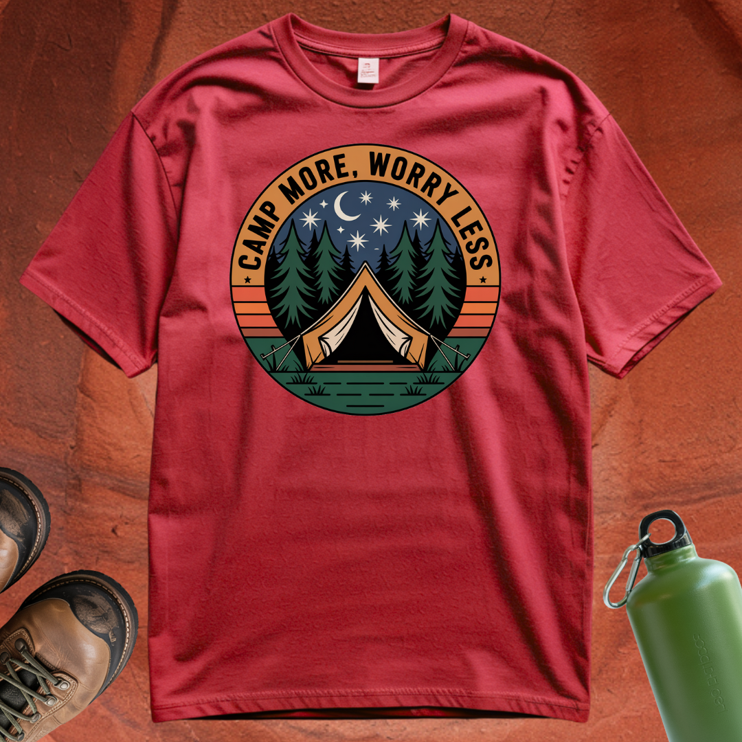 'Camp More Worry Less' T Shirt