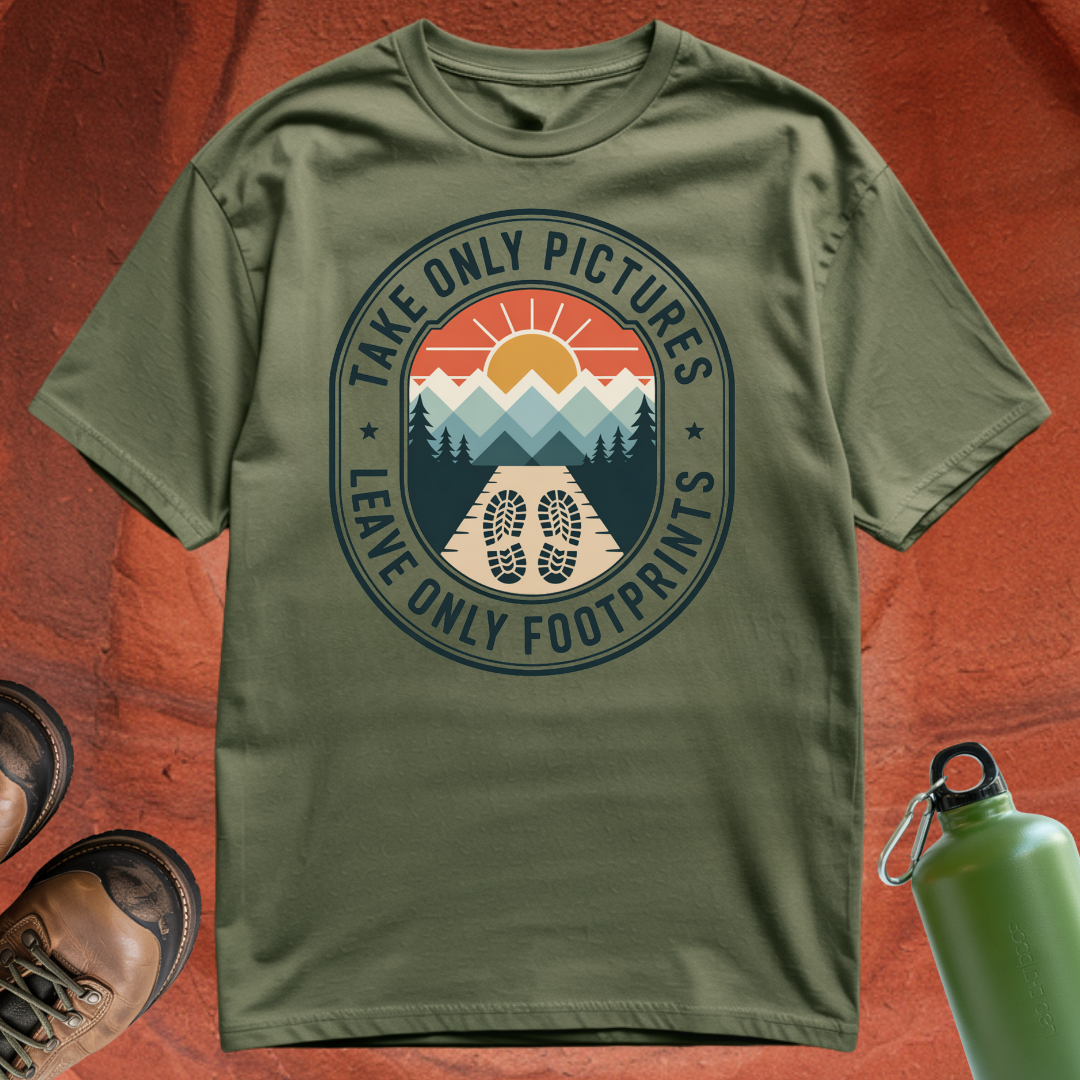 'Take Only Pictures, Leave Only Footprints' - T Shirt