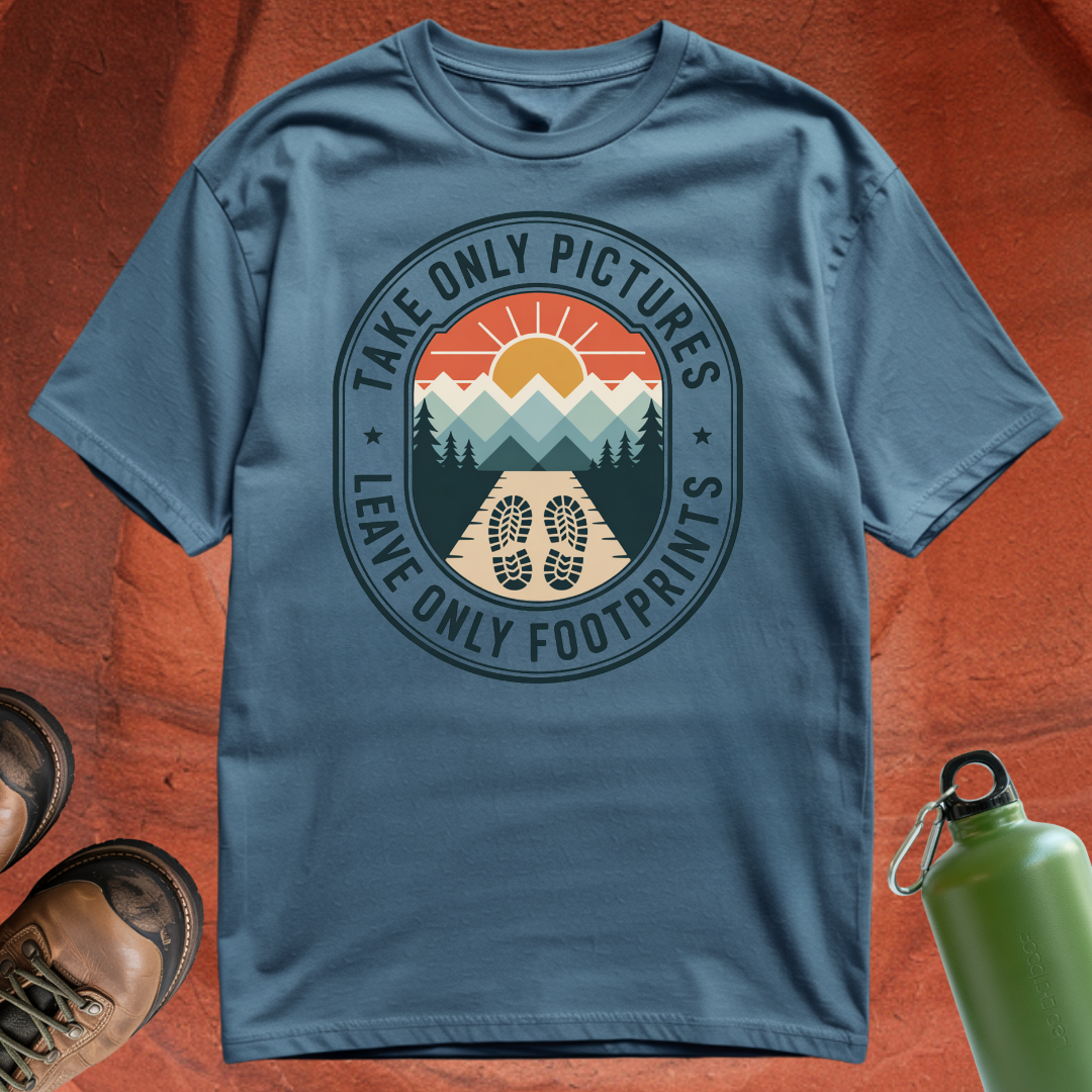 'Take Only Pictures, Leave Only Footprints' - T Shirt