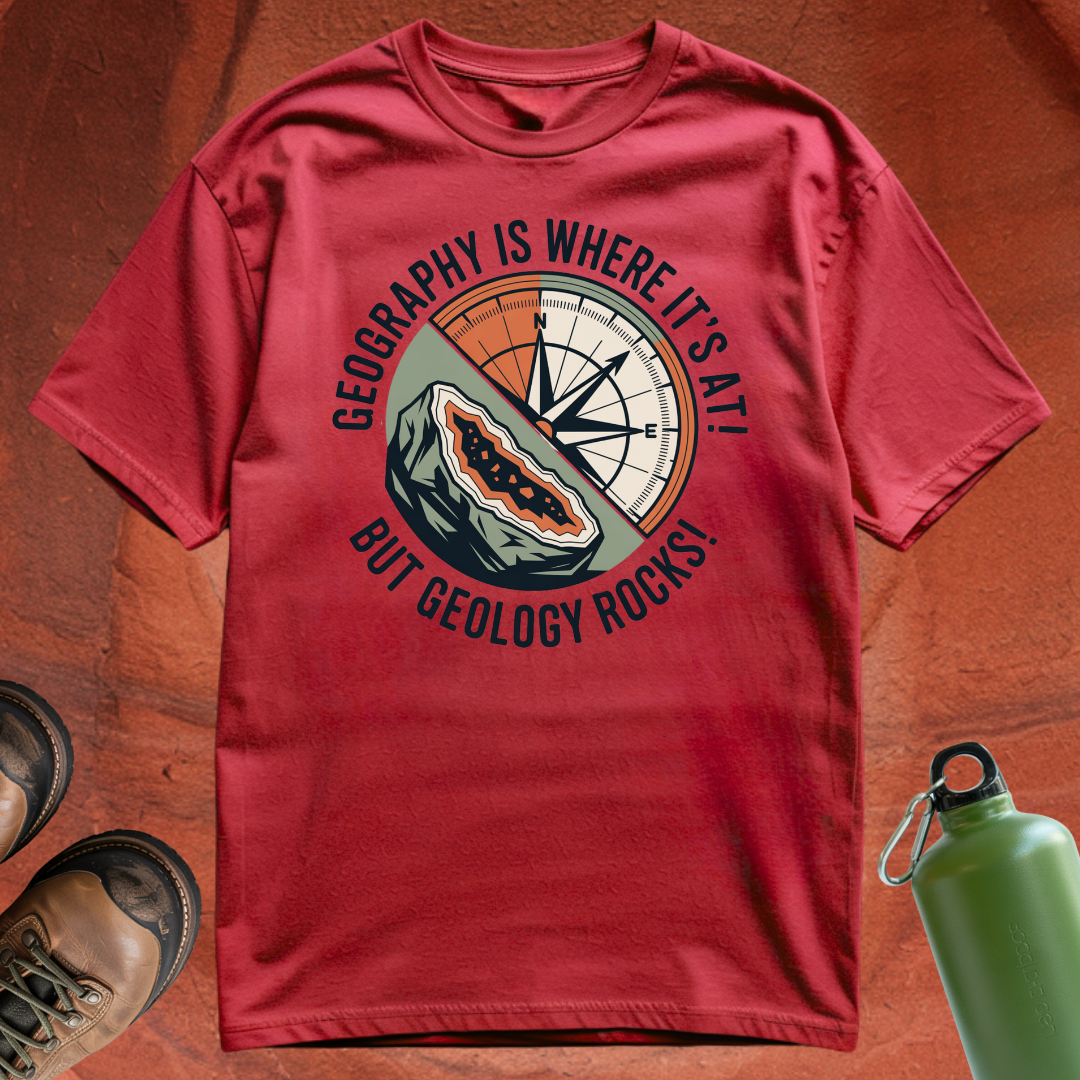 'Geography is where it's at, but geology rocks' - T Shirt