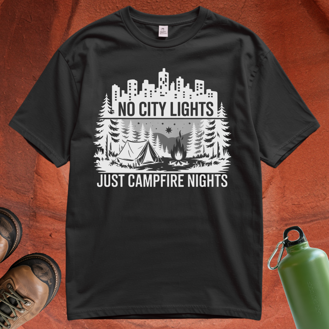 'No City Lights Just Campfire Nights' T Shirt