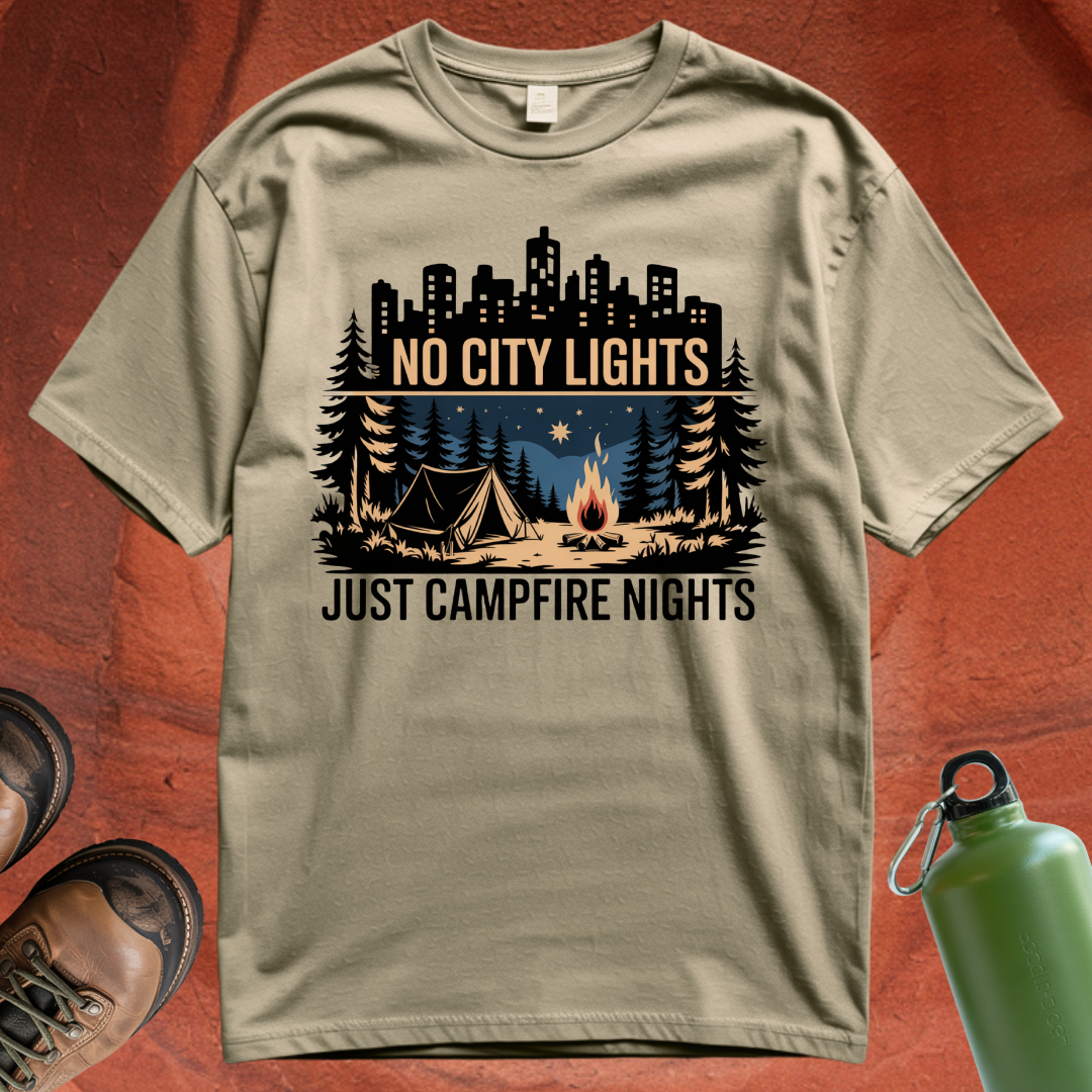 'No City Lights Just Campfire Nights' T Shirt