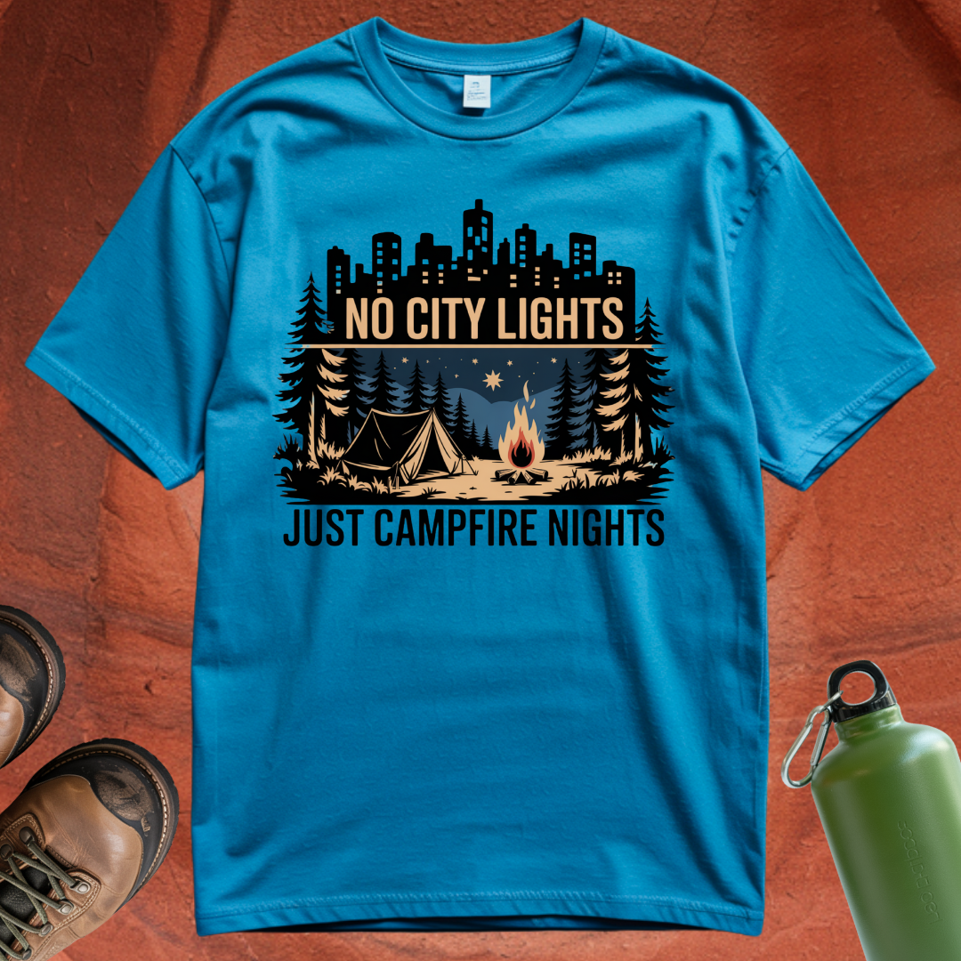 'No City Lights Just Campfire Nights' T Shirt