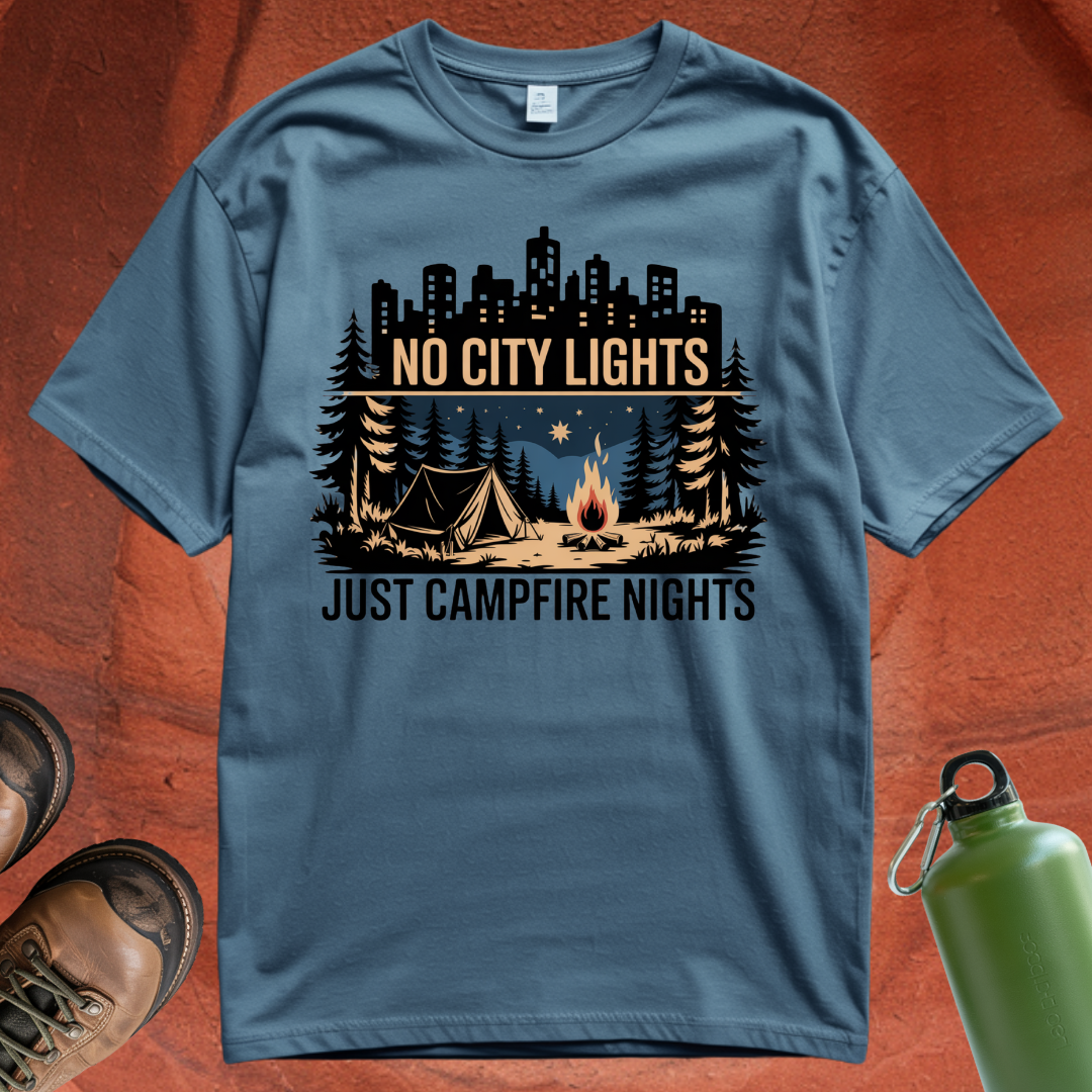'No City Lights Just Campfire Nights' T Shirt