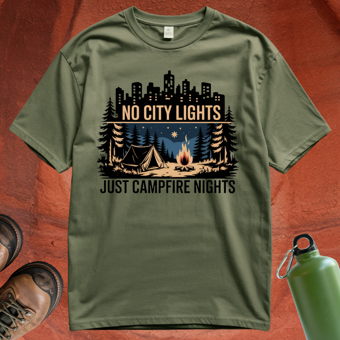'No City Lights Just Campfire Nights' T Shirt