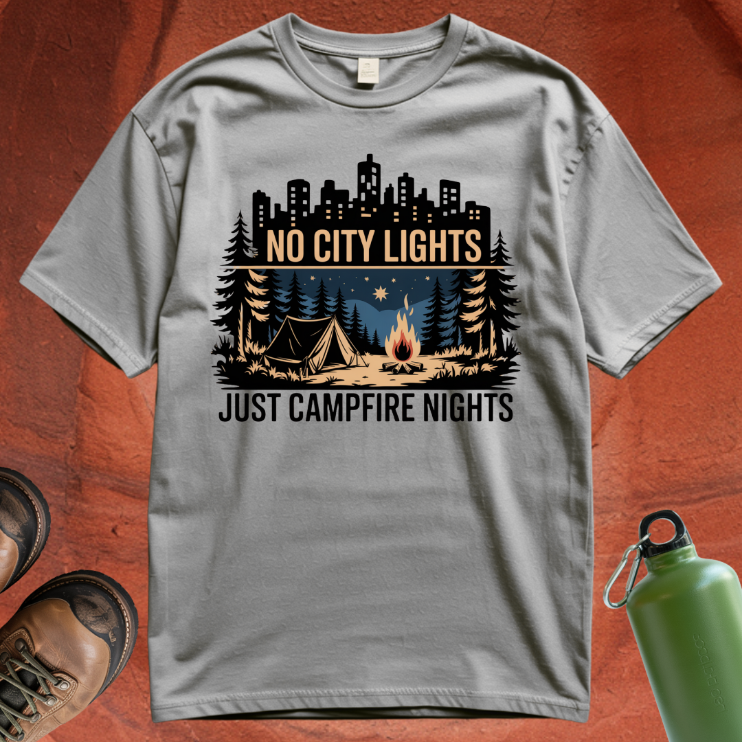 'No City Lights Just Campfire Nights' T Shirt
