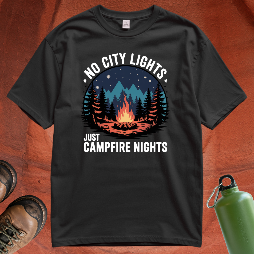 'No City Lights Just Campfire Nights' T Shirt