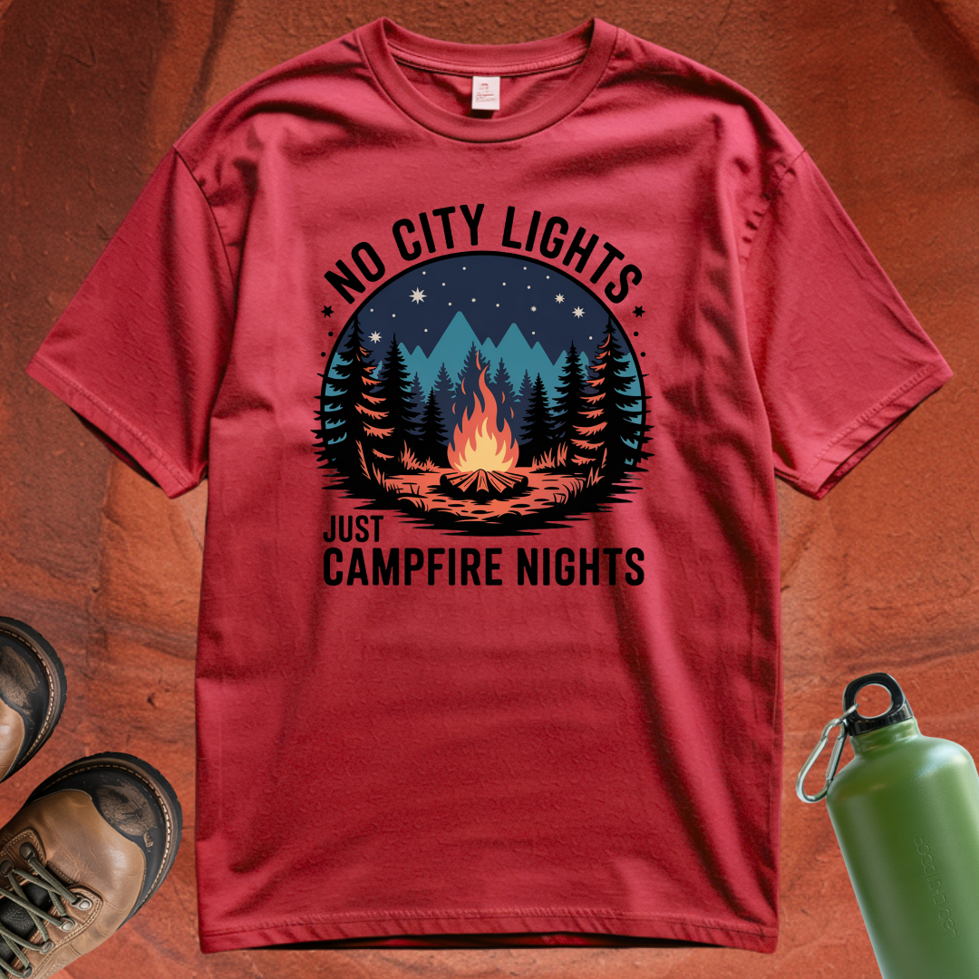 'No City Lights Just Campfire Nights' T Shirt