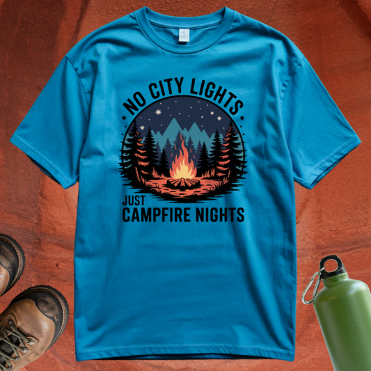 'No City Lights Just Campfire Nights' T Shirt