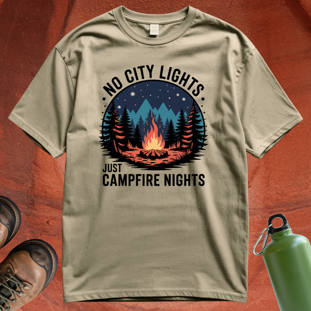 'No City Lights Just Campfire Nights' T Shirt