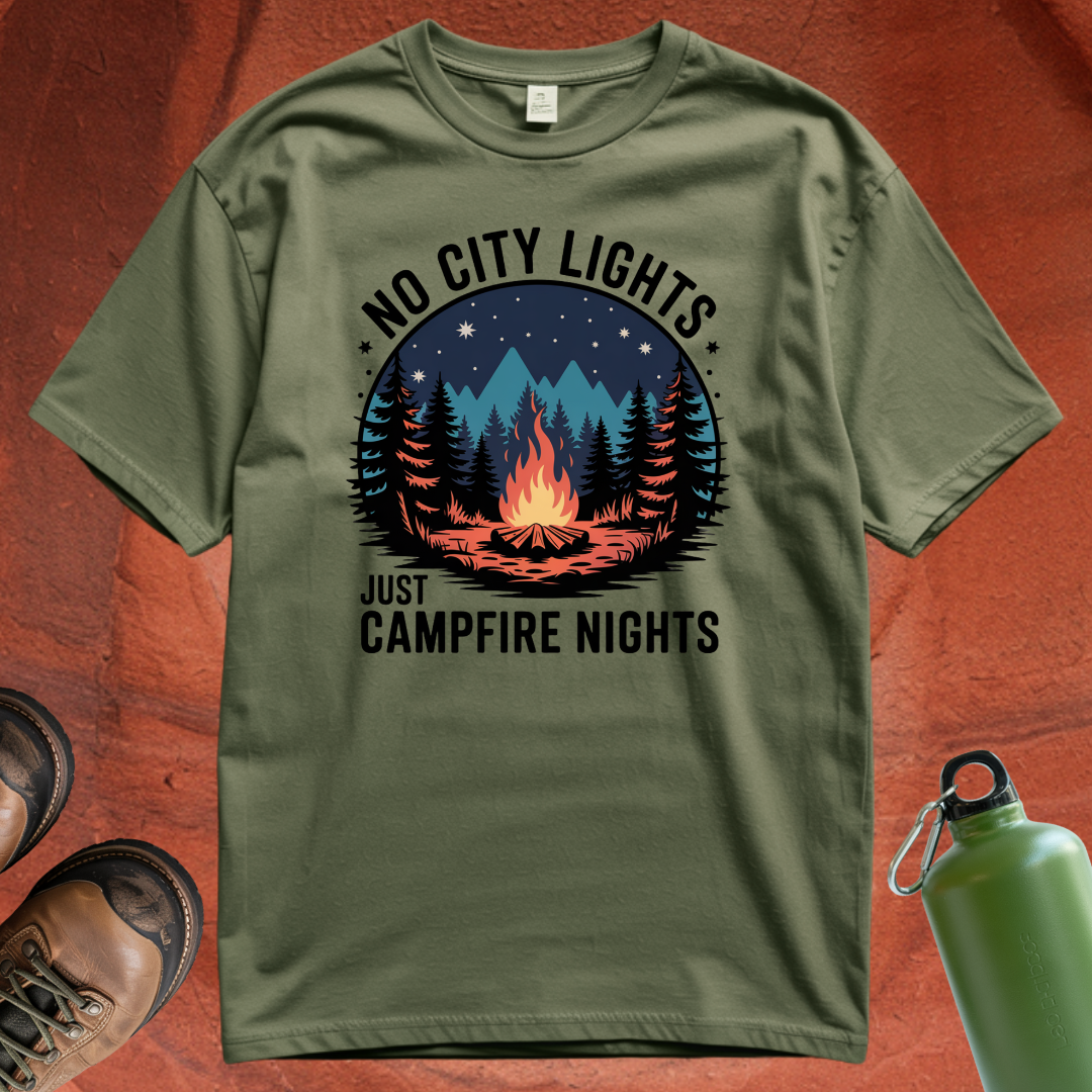 'No City Lights Just Campfire Nights' T Shirt