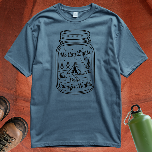 'No City Lights Just Campfire Nights' - T Shirt