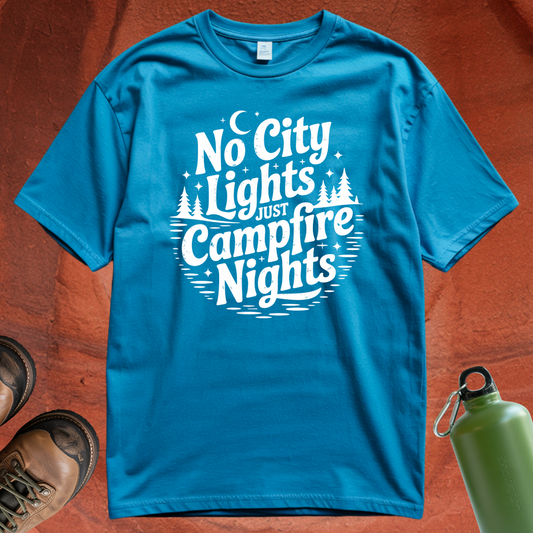 'No City Lights Just Campfire Nights' - T Shirt