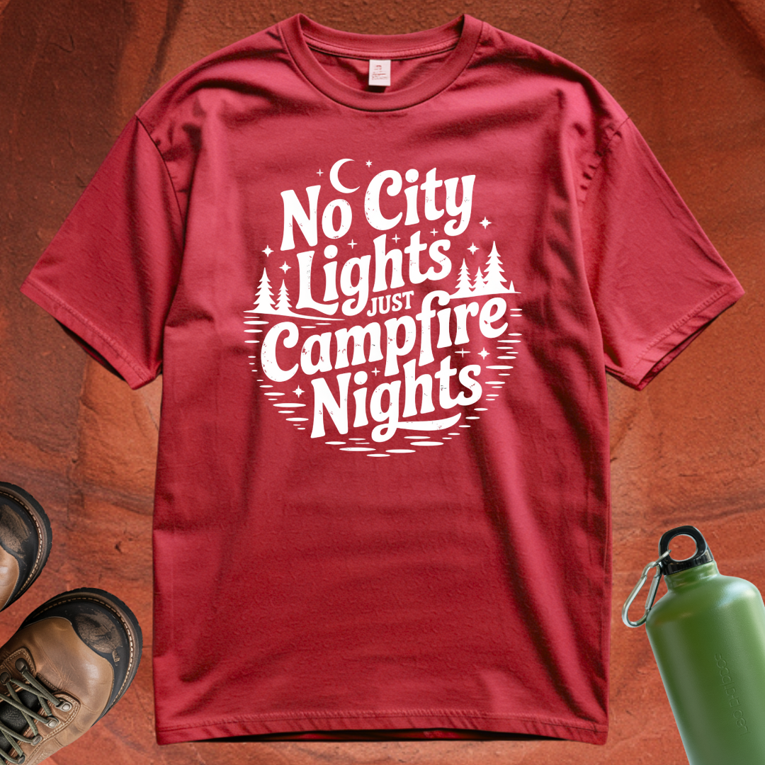 'No City Lights Just Campfire Nights' - T Shirt