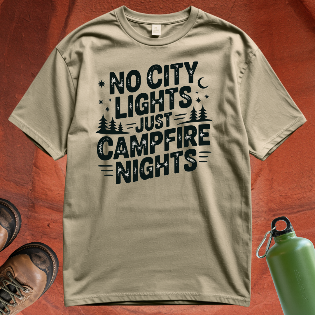 'No City Lights Just Campfire Nights' - T Shirt