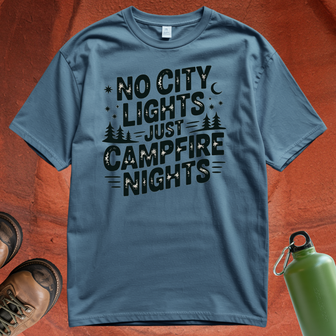 'No City Lights Just Campfire Nights' - T Shirt