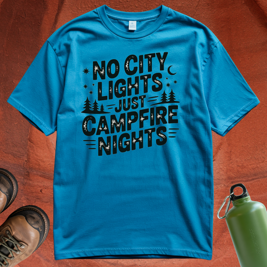 'No City Lights Just Campfire Nights' - T Shirt