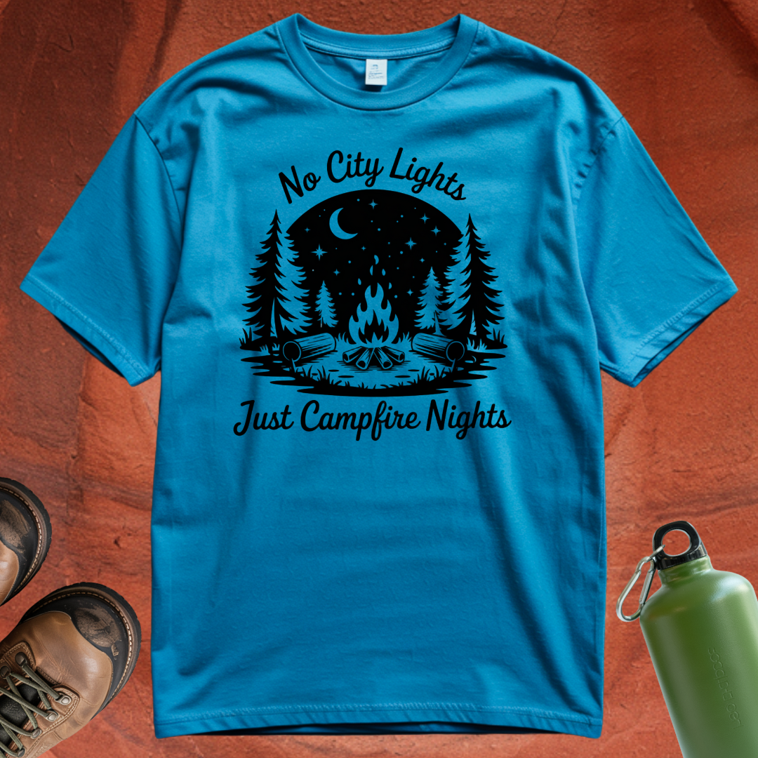 'No City Lights Just Campfire Nights' - T Shirt