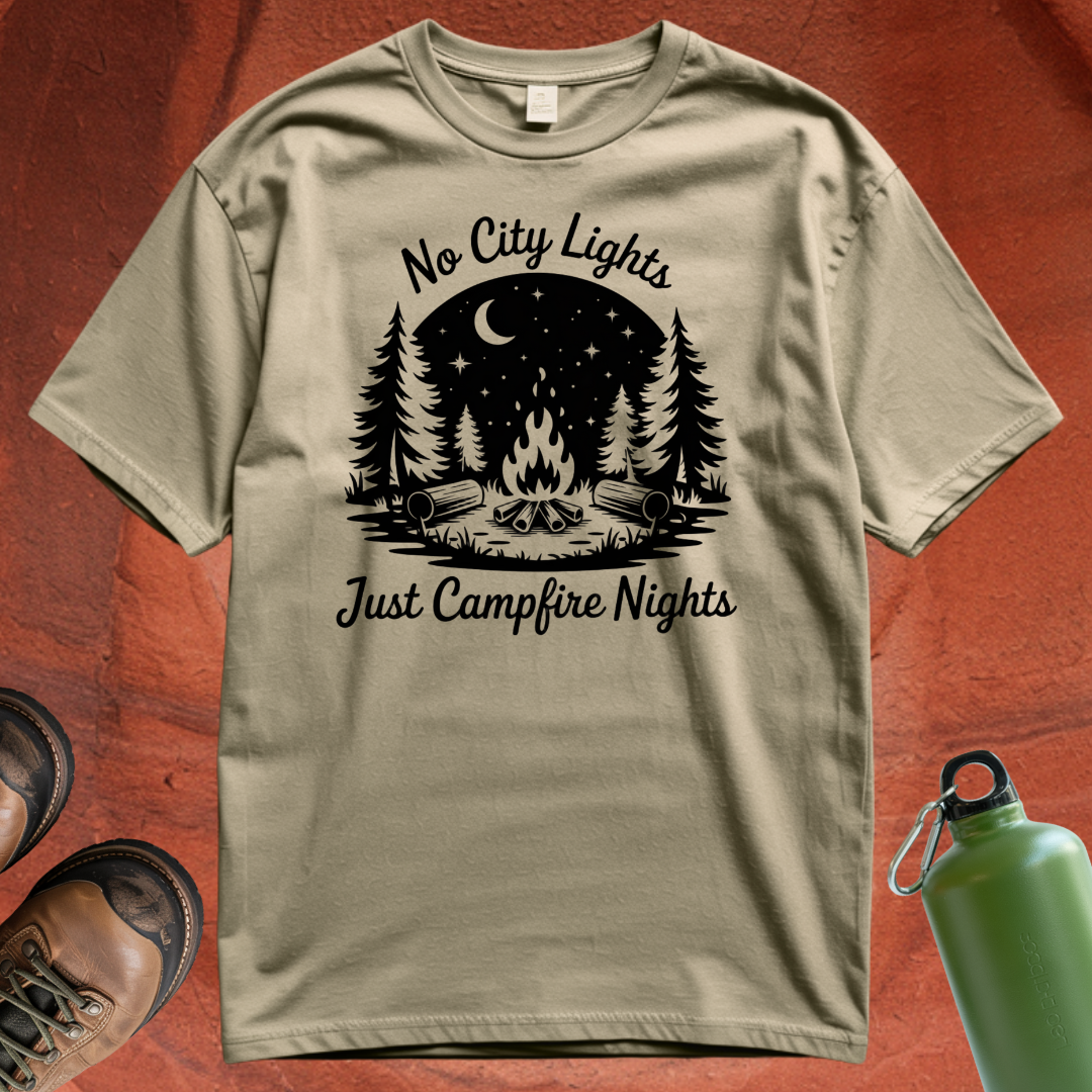 'No City Lights Just Campfire Nights' - T Shirt
