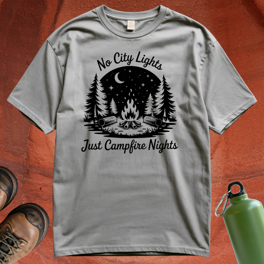 'No City Lights Just Campfire Nights' - T Shirt