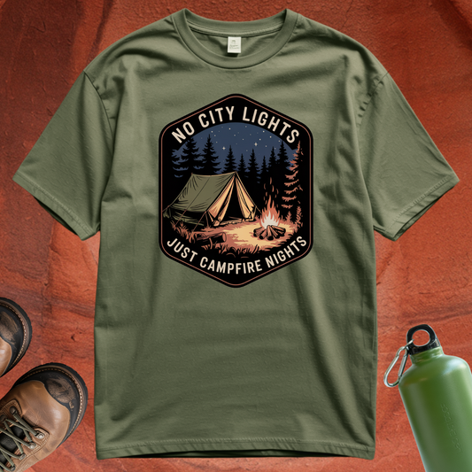 'No City Lights Just Campfire Nights' - T Shirt
