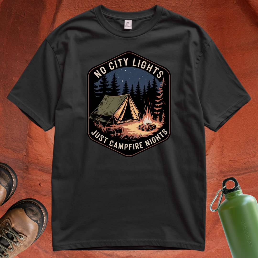 'No City Lights Just Campfire Nights' - T Shirt
