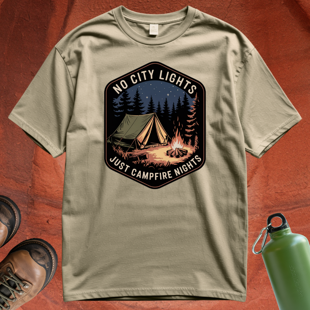 'No City Lights Just Campfire Nights' - T Shirt