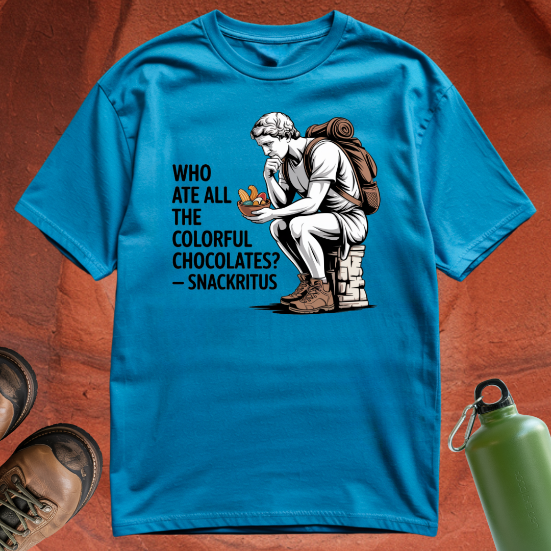 'Who Ate All the Colorful Chocolates? - Snackritus' - T Shirt