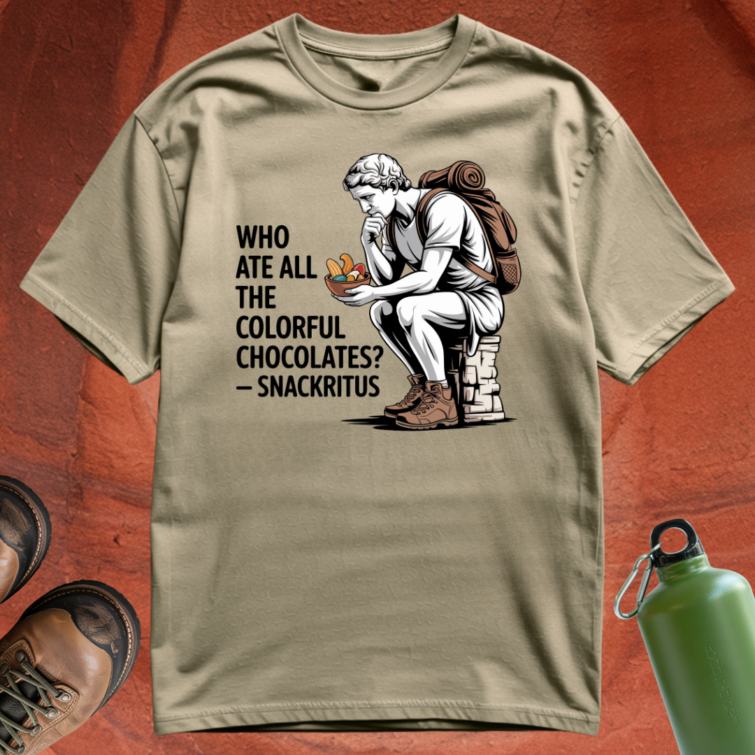 'Who Ate All the Colorful Chocolates? - Snackritus' - T Shirt