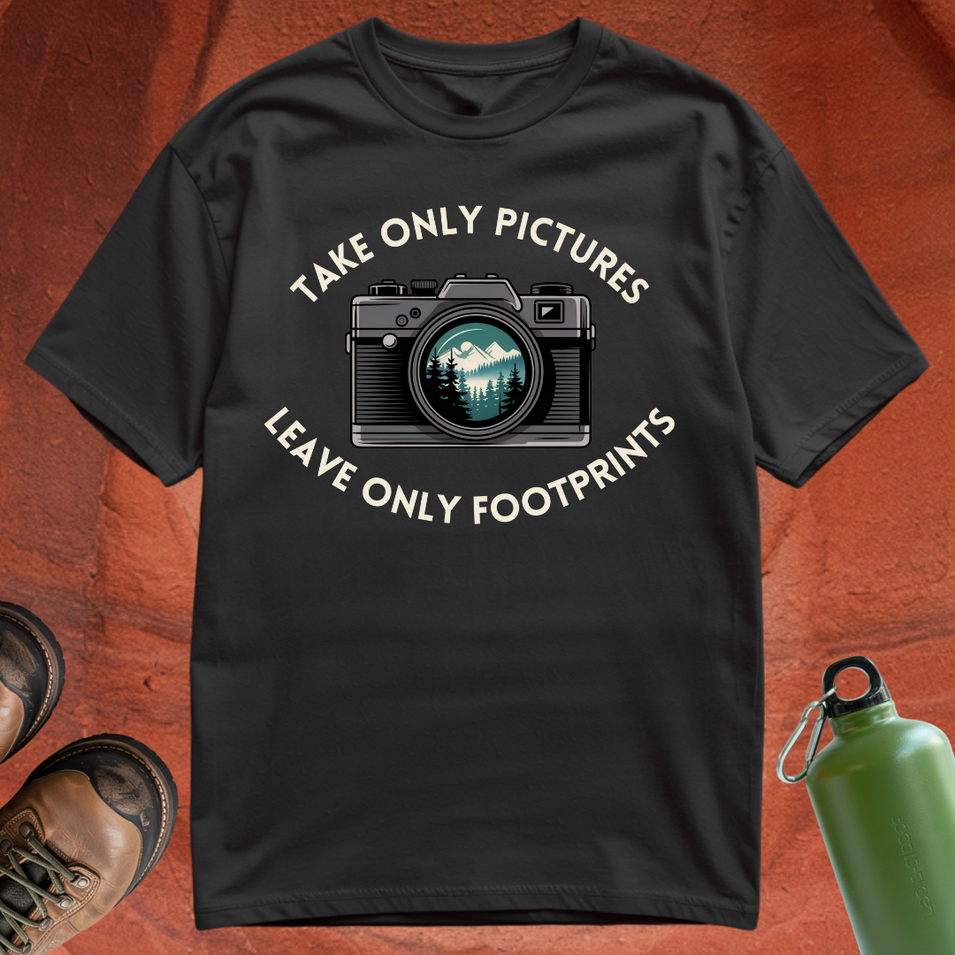 'Take Only Pictures, Leave Only Footprints' - T Shirt