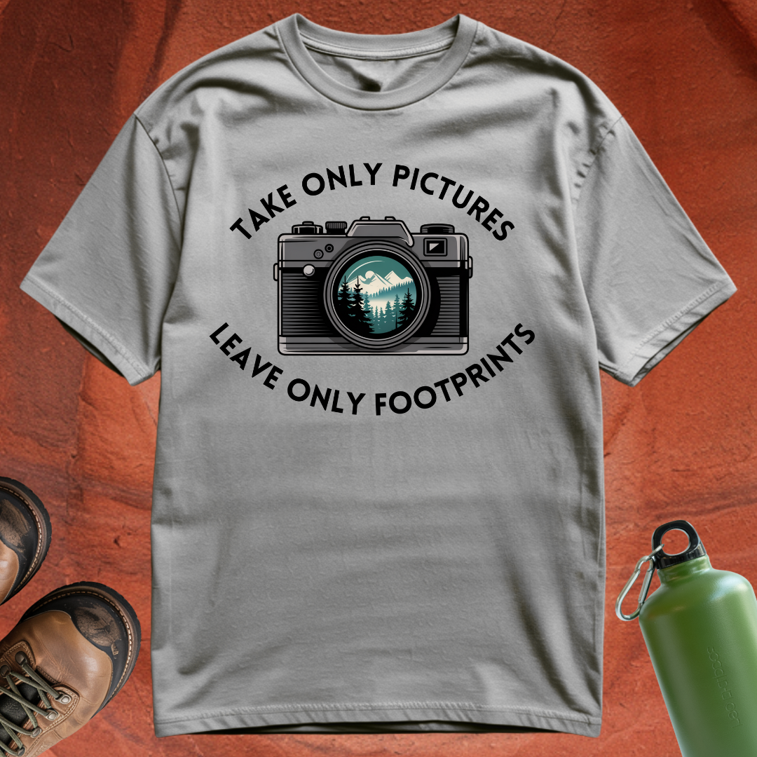 'Take Only Pictures, Leave Only Footprints' - T Shirt